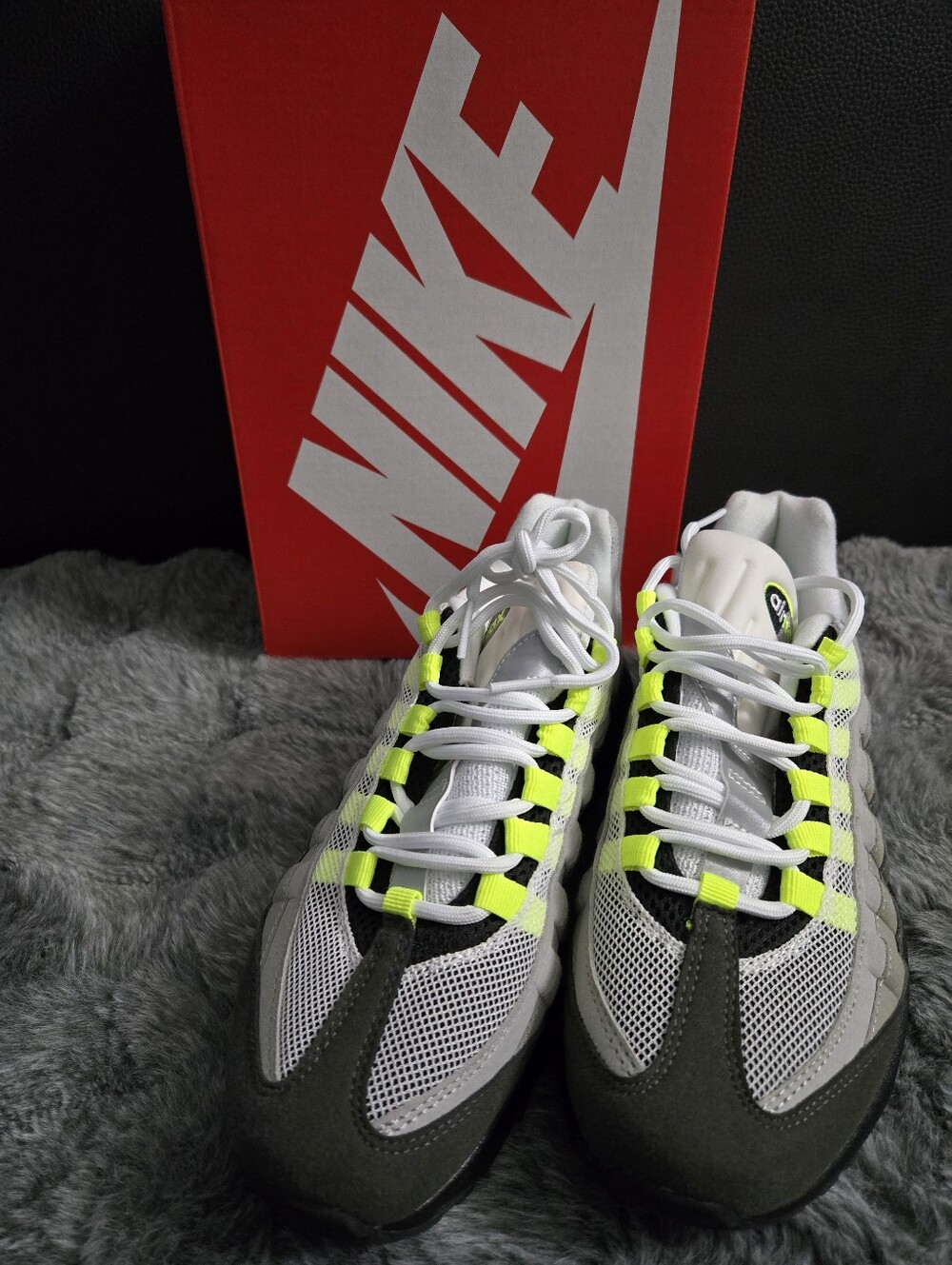 Nike Air Max 95 Sneakers with White and Neon Yellow Accents